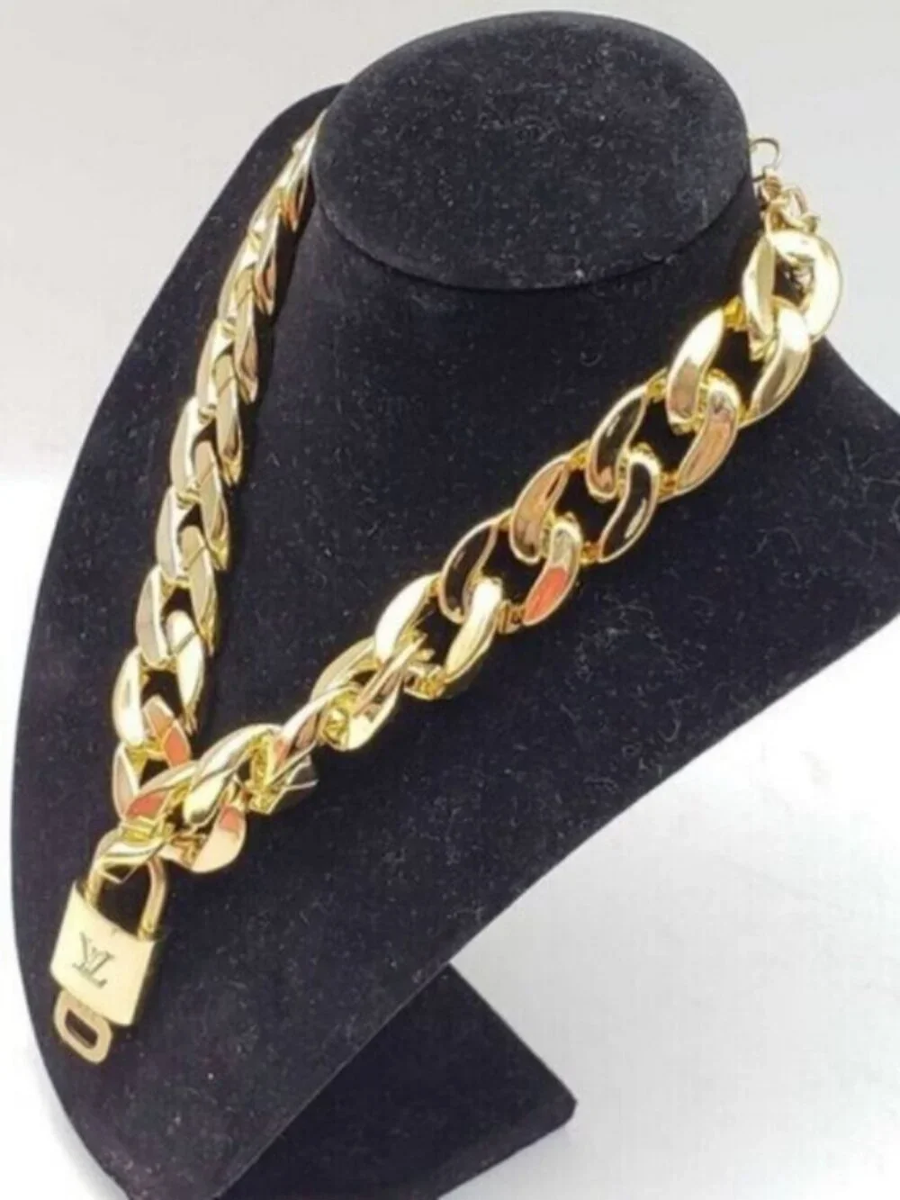 Gold-Plated Necklace with Authentic Louis Vuitton Padlock
